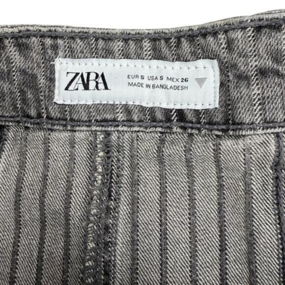 Zara Denim Box Pleat Skirt In Light Gray Size Small - Picture 5 of 6